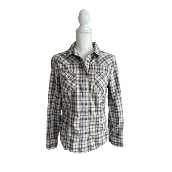 Allsaints Spitalfields Parson Button Down Plaid Women Shirt Size 8 Western Rodeo - Picture 2 of 13